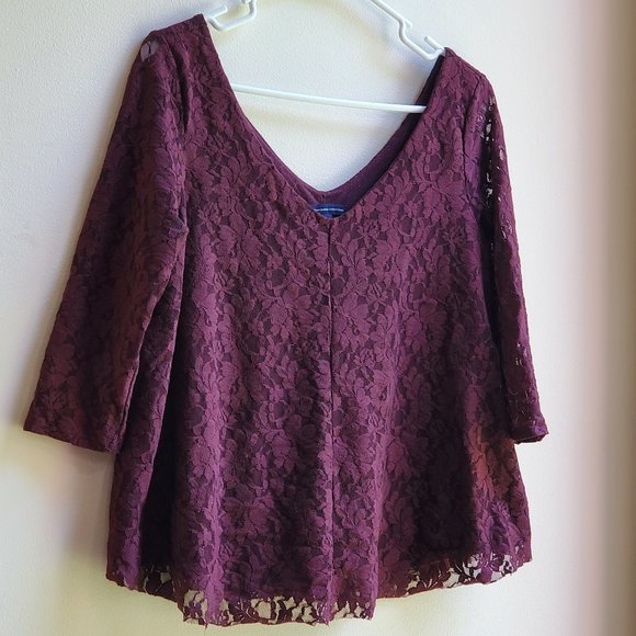 American Eagle Outfitters Lace V-Neck Blouse M - Picture 3 of 11